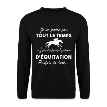 Je Ne Parle Pas Toujours D'équitation Aime Cheval - Sweat-shirt Unisexe - noir - Devant - Alina (178cm) & Michal (187cm)