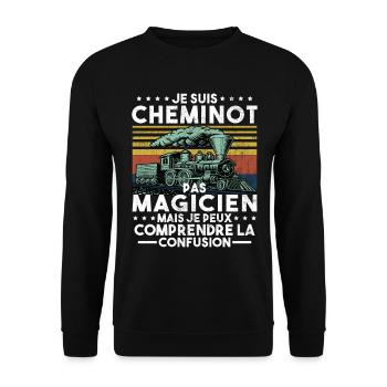 Cheminot Conducteur De Train Chemin De Fer - Sweat-shirt Unisexe - noir - Devant - Alina (178cm) & Michal (187cm)