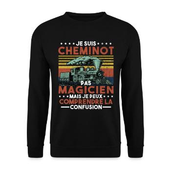 Cheminot Conducteur De Train Chemin De Fer - Sweat-shirt Unisexe - noir - Devant - Alina (178cm) & Michal (187cm)