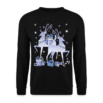 Blue Deer Christmas - Unisex Sweatshirt - black - Front - Alina (178cm) & Michal (187cm)