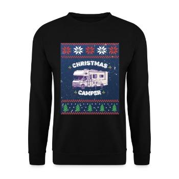 Christmas Camper. Weihnachtliches Camping - Unisex Pullover - Schwarz - Vorne - Alina (178cm) & Michal (187cm)