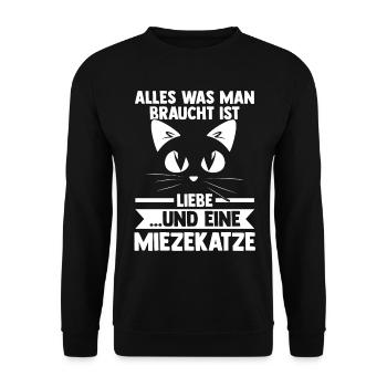 Katze Miezekatze Katzenliebhaber Katzenbesitzer Ka - Unisex Pullover - Schwarz - Vorne - Alina (178cm) & Michal (187cm)