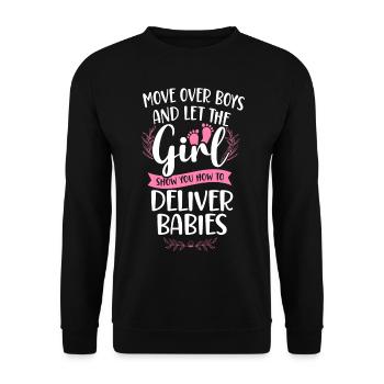 Infirmière spécialisée dans le travail et l’accouchement - Sweat-shirt Unisexe - noir - Devant - Alina (178cm) & Michal (187cm)