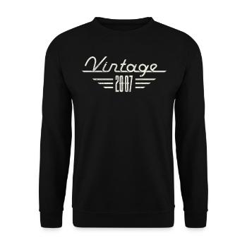 Vintage 2007 Birth Year Minimalist Birthday - Unisex Sweatshirt - black - Front - Alina (178cm) & Michal (187cm)