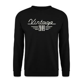 Millésime 2009 Année de naissance Minimaliste Anniversaire - Sweat-shirt Unisexe - noir - Devant - Alina (178cm) & Michal (187cm)