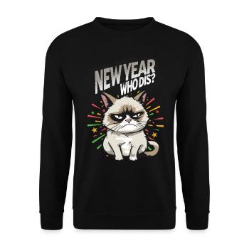 Nouvel An Qui dis ? Pyjama Angry Cat Bonne Année - Sweat-shirt Unisexe - noir - Devant - Alina (178cm) & Michal (187cm)