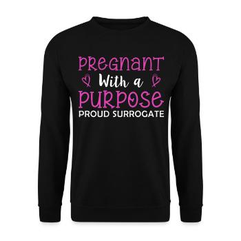 Pregnant With A Purpose Proud Leihmutter - Unisex Pullover - Schwarz - Vorne - Alina (178cm) & Michal (187cm)