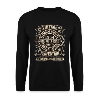Original 1954 70th Anniversary Vintage Geschenk - Unisex Pullover - Schwarz - Vorne - Alina (178cm) & Michal (187cm)