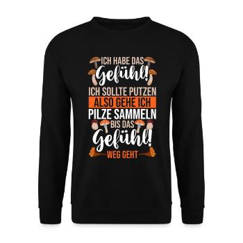 Pilz Pilze Pilzjäger Pilzsammler - Unisex Pullover - Schwarz - Vorne - Alina (178cm) & Michal (187cm)