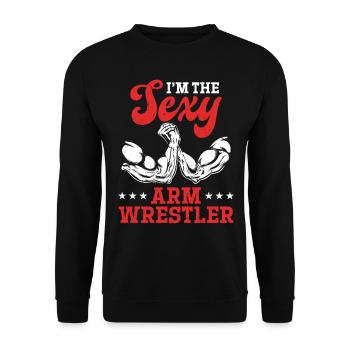 Arm Wrestling - I'm The Sexy Arm Wrestler - Unisex Pullover - Schwarz - Vorne - Alina (178cm) & Michal (187cm)
