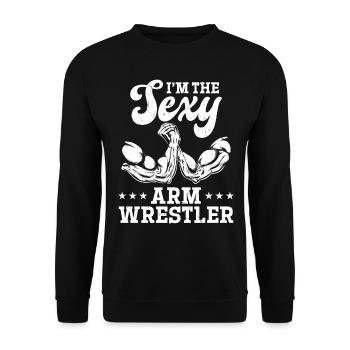 Armwrestling Arm Wrestler - Je suis le bras de fer sexy - Sweat-shirt Unisexe - noir - Devant - Alina (178cm) & Michal (187cm)