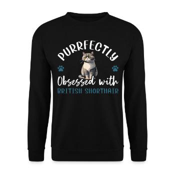Obsédé par le British Shorthair - Sweat-shirt Unisexe - noir - Devant - Alina (178cm) & Michal (187cm)