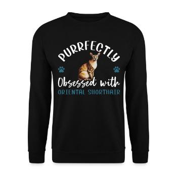 Purrfectly Obsessed With Oriental Shorthair - Unisex Sweatshirt - black - Front - Alina (178cm) & Michal (187cm)