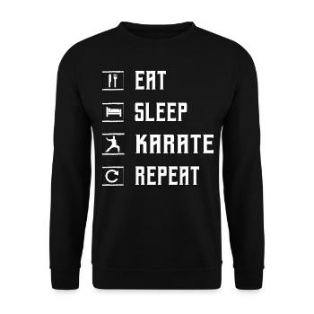 Manger Dormir Karaté Répéter - Sweat-shirt Unisexe - noir - Devant - Alina (178cm) & Michal (187cm)