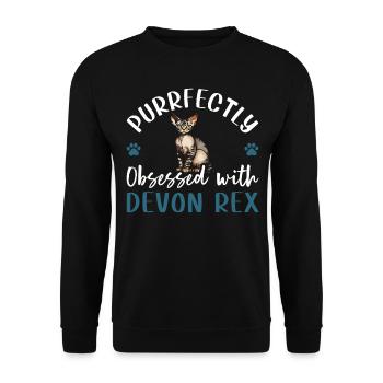 Purrfectly Obsessed With Devon Rex - Unisex Sweatshirt - black - Front - Alina (178cm) & Michal (187cm)