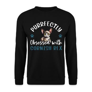 Purrfectly Obsessed With Cornish Rex - Unisex Sweatshirt - black - Front - Alina (178cm) & Michal (187cm)