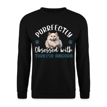 Purrfectly Obsessed With Turkish Angora - Unisex Sweatshirt - black - Front - Alina (178cm) & Michal (187cm)