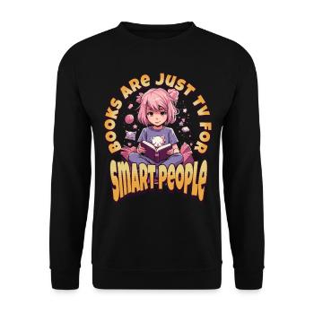 Smar People - Kawaii Anime Girl for Bookworms - Unisex Sweatshirt - black - Front - Alina (178cm) & Michal (187cm)