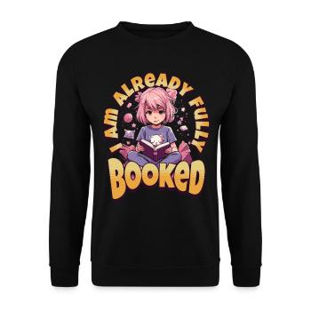Fully Booked - Kawaii Anime Girl for Bookworms - Unisex Sweatshirt - black - Front - Alina (178cm) & Michal (187cm)