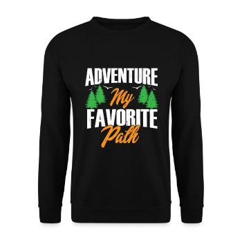 Adventure, my Favorite Path. Typografie. - Unisex Pullover - Schwarz - Vorne - Alina (178cm) & Michal (187cm)