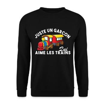 Juste un garçon qui aime les trains - Sweat-shirt Unisexe - noir - Devant - Alina (178cm) & Michal (187cm)
