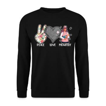 Nurse Midwife Birth Worker Peace - Unisex Pullover - Schwarz - Vorne - Alina (178cm) & Michal (187cm)