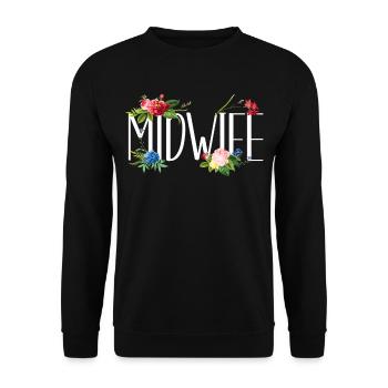 Infirmière Sage-femme Accoucheuse Fleur - Sweat-shirt Unisexe - noir - Devant - Alina (178cm) & Michal (187cm)