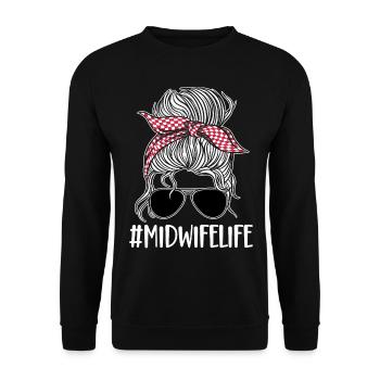 Nurse Midwife Birth Worker - Unisex Sweatshirt - black - Front - Alina (178cm) & Michal (187cm)