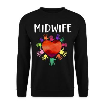 Infirmière Sage-femme Accoucheuse Coeur - Sweat-shirt Unisexe - noir - Devant - Alina (178cm) & Michal (187cm)