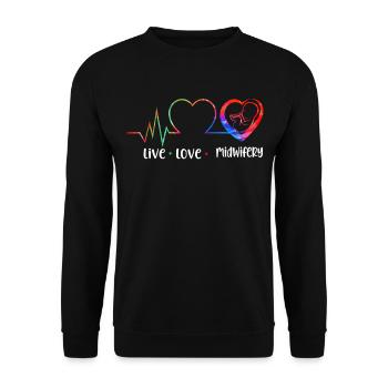 Nurse Midwife Birth Worker Live - Unisex Pullover - Schwarz - Vorne - Alina (178cm) & Michal (187cm)