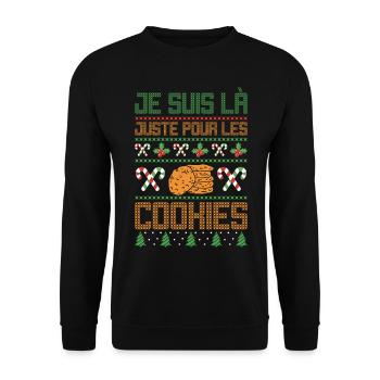 Noel Je Suis Là Juste Pour Les Cookies Noël Femme - Sweat-shirt Unisexe - noir - Devant - Alina (178cm) & Michal (187cm)
