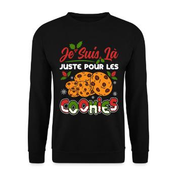 Noel Je Suis Là Juste Pour Les Cookies Noël Femme - Sweat-shirt Unisexe - noir - Devant - Alina (178cm) & Michal (187cm)