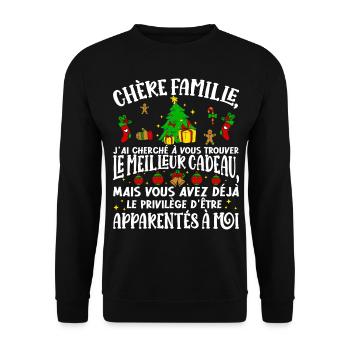 Noël Chère Famille Drôle Femmes Hommes - Sweat-shirt Unisexe - noir - Devant - Alina (178cm) & Michal (187cm)