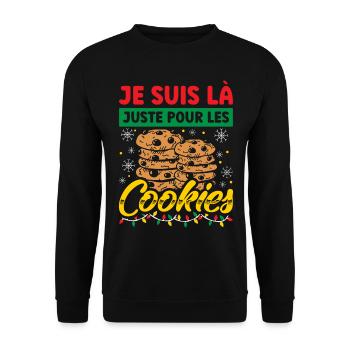 Noel Je Suis Là Juste Pour Les Cookies Noël Femme - Sweat-shirt Unisexe - noir - Devant - Alina (178cm) & Michal (187cm)