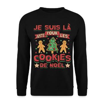 Noel Je Suis Là Juste Pour Les Cookies Noël Femme - Sweat-shirt Unisexe - noir - Devant - Alina (178cm) & Michal (187cm)