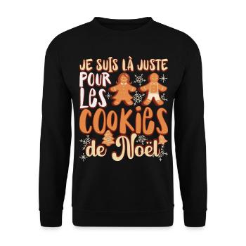 Noël Je Suis Là Juste Pour Les Cookies De Noel - Sweat-shirt Unisexe - noir - Devant - Alina (178cm) & Michal (187cm)