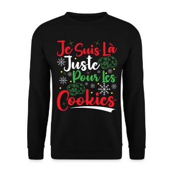 Noel Je Suis Là Juste Pour Les Cookies Noël Femme - Sweat-shirt Unisexe - noir - Devant - Alina (178cm) & Michal (187cm)