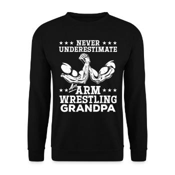 Never Underestimate An Arm Wrestling Grandpa Arm W - Unisex Pullover - Schwarz - Vorne - Alina (178cm) & Michal (187cm)