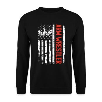 Arm Wrestler Arm Wrestle US Flag Arm Wrestling US - Unisex Pullover - Schwarz - Vorne - Alina (178cm) & Michal (187cm)