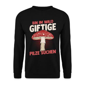 Pilz Pilze Pilzjäger Pilzsammler - Unisex Pullover - Schwarz - Vorne - Alina (178cm) & Michal (187cm)