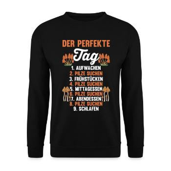 Pilz Pilze Pilzjäger Pilzsammler - Unisex Pullover - Schwarz - Vorne - Alina (178cm) & Michal (187cm)