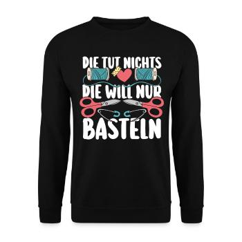 Bastler Bastelunterricht Basteln - Unisex Pullover - Schwarz - Vorne - Alina (178cm) & Michal (187cm)