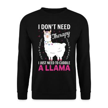 I don t need Theraphy i just need a Llama- Lama - Unisex Sweatshirt - black - Front - Alina (178cm) & Michal (187cm)