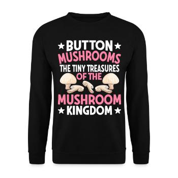 Champignons- Mushrooms Gifts- Pilze Geschenkidee - Unisex Pullover - Schwarz - Vorne - Alina (178cm) & Michal (187cm)