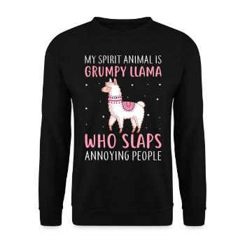 My Spirit Animal is Grumpy Llama- Llama Gifts - Unisex Sweatshirt - black - Front - Alina (178cm) & Michal (187cm)