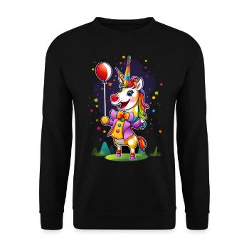 Clown Einhorn Unicorn - Unisex Sweatshirt - black - Front - Alina (178cm) & Michal (187cm)