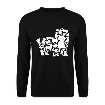 Havaneser Hund Havanezer Silhouette Posen - Unisex Pullover - Schwarz - Vorne - Alina (178cm) & Michal (187cm)