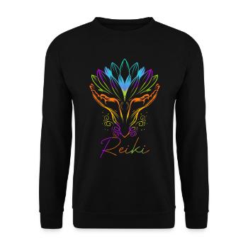 Energy Chakra Holistic Healing Hands Reiki - Unisex Sweatshirt - black - Front - Alina (178cm) & Michal (187cm)