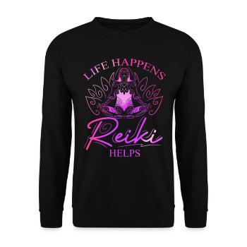 Le Reiki de la vie aide le Reiki Lotus - Sweat-shirt Unisexe - noir - Devant - Alina (178cm) & Michal (187cm)