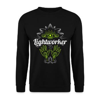 Holistic Healing Hands Lightworker Reiki - Unisex Sweatshirt - black - Front - Alina (178cm) & Michal (187cm)